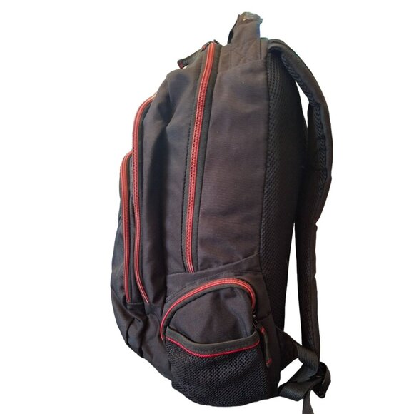 Swiss Gear Black Laptop Backpack With Red Accents Multiple Compartments - Picture 3 of 5